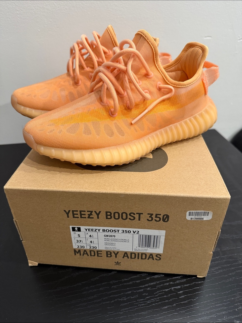 adidas Orange Yeezy Boost 350 V2 Knit Sneakers